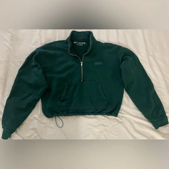 SET Active Forest Green Quarter-Zip Sweatshirt - Picture 1 of 2